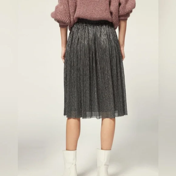 Isabel Marant Étoile Beatrice Gunmetal Metallic Skirt Size 38 - Picture 3 of 16